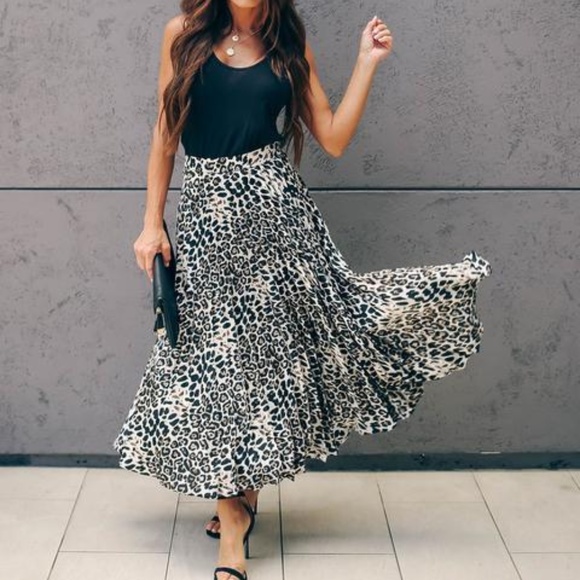 Zara Dresses & Skirts - NWOT Do+Be Leopard Pleated Midi Skirt, Size Small